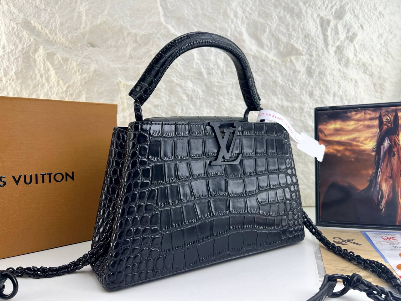LV Mirror Crocodile-Texture Handbag - Image 3