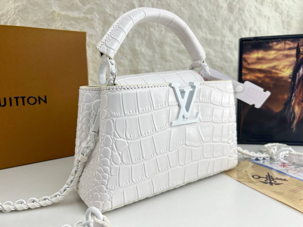 LV Mirror Crocodile-Texture Handbag - Image 6