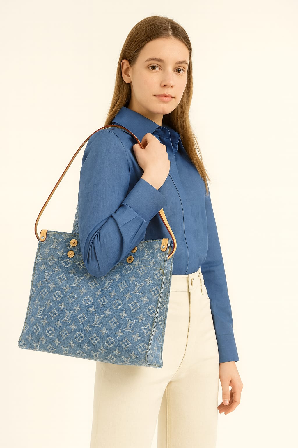 Denim Tote Elegance - الصورة 2