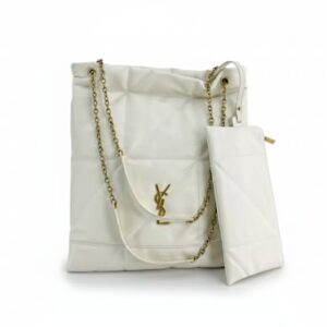 YSL Ivory Quilted Chain Tote